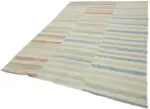 Chaput Çizgili Multi Renk Pamuk Üzerine Yün El Dokuma Kilim-192x280 - Görsel 3