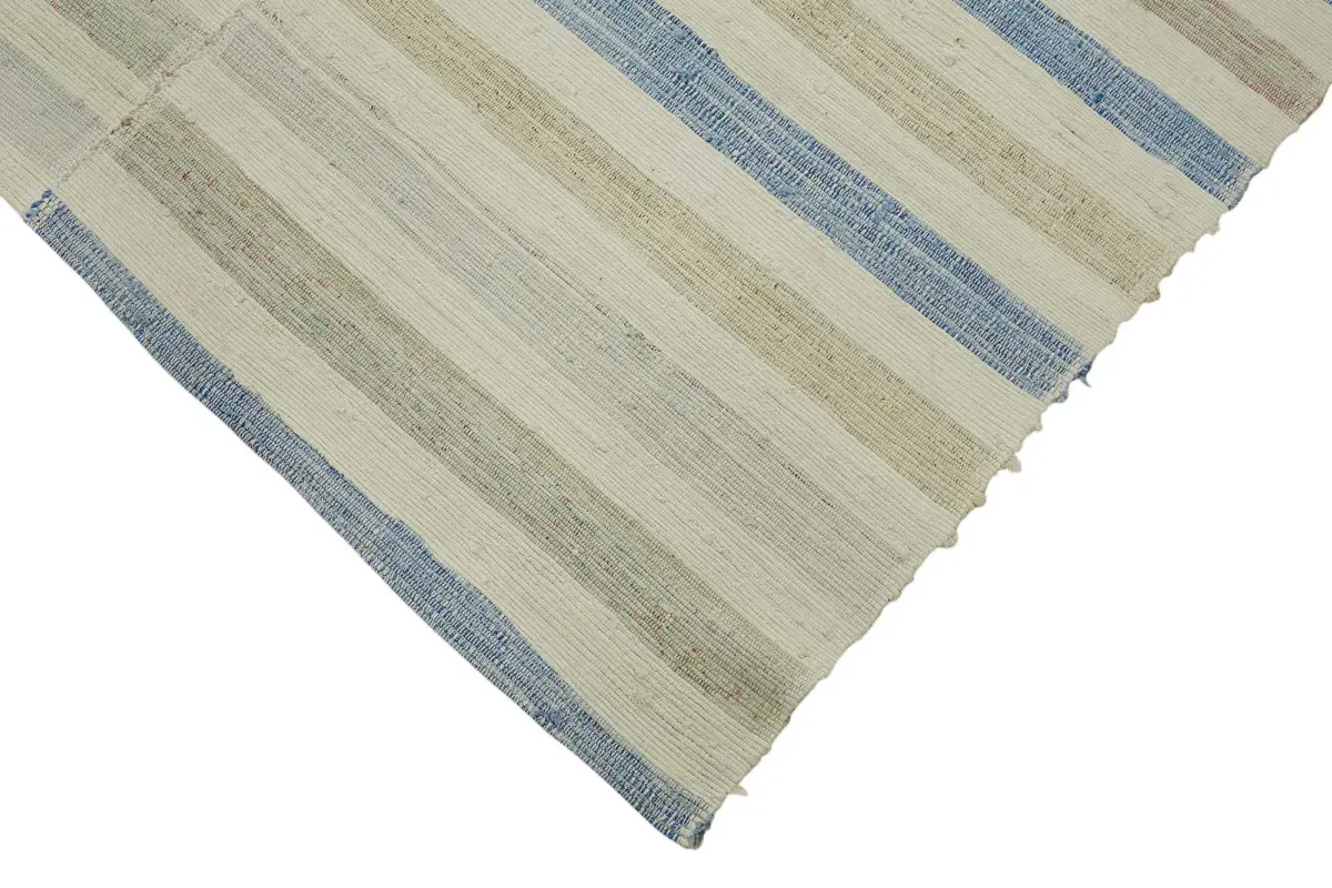 Chaput Çizgili Multi Renk Pamuk Üzerine Yün El Dokuma Kilim-192x280 - Görsel 4