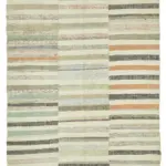 Chaput Çizgili Multi Renk Pamuk Üzerine Yün El Dokuma Kilim-188x306