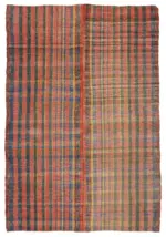 Chaput Çizgili Multi Renk Pamuk Üzerine Yün El Dokuma Kilim-205x297