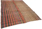 Chaput Çizgili Multi Renk Pamuk Üzerine Yün El Dokuma Kilim-205x297 - Görsel 2