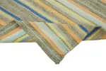 Chaput Çizgili Multi Renk Pamuk Üzerine Yün El Dokuma Kilim-174x223 - Görsel 6