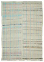 Chaput Çizgili Multi Renk Pamuk Üzerine Yün El Dokuma Kilim-181x267