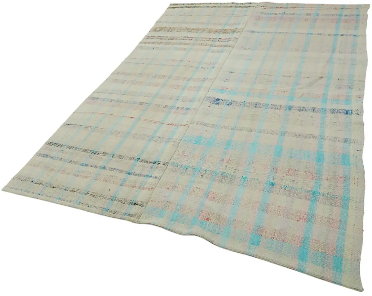 Chaput Çizgili Multi Renk Pamuk Üzerine Yün El Dokuma Kilim-181x267 - Görsel 3