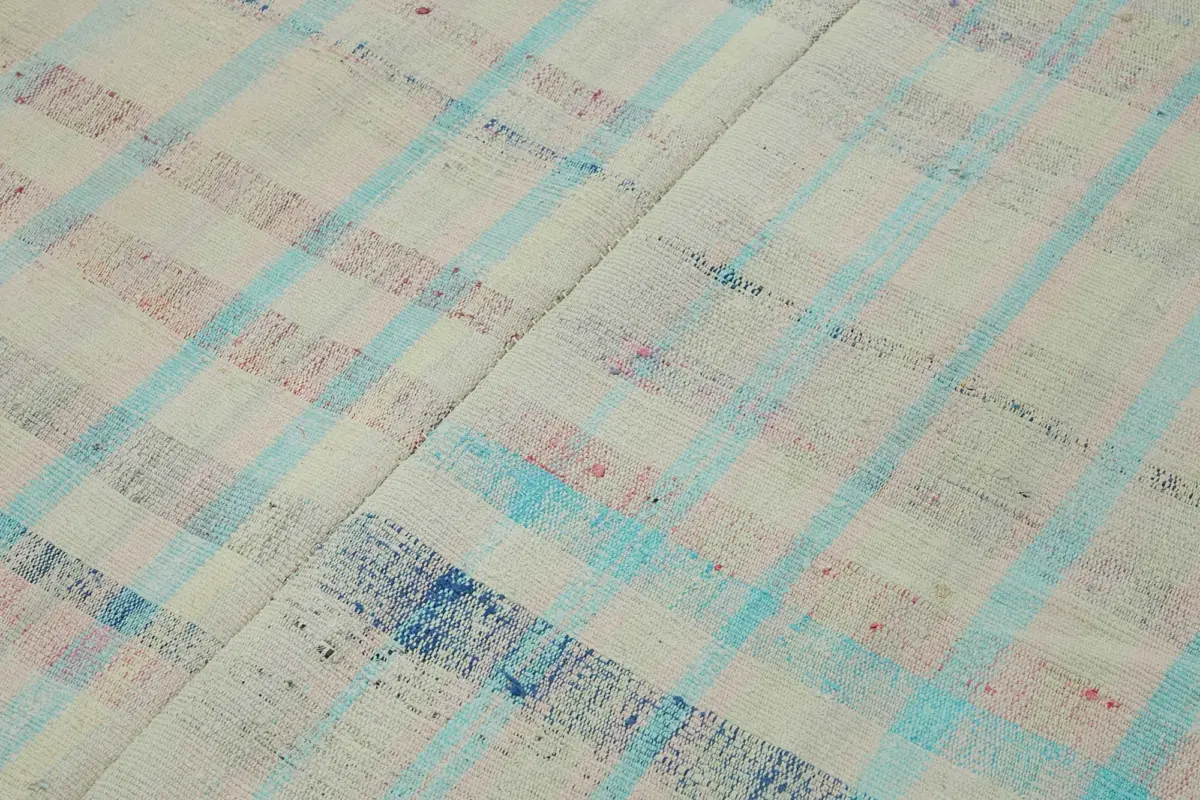 Chaput Çizgili Multi Renk Pamuk Üzerine Yün El Dokuma Kilim-181x267 - Görsel 5
