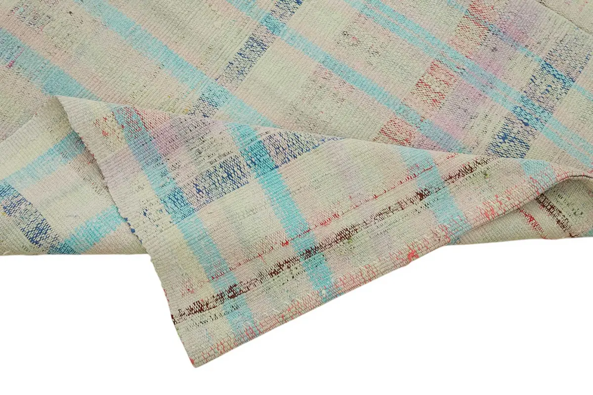 Chaput Çizgili Multi Renk Pamuk Üzerine Yün El Dokuma Kilim-181x267 - Görsel 6