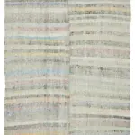 Chaput Çizgili Multi Renk Pamuk Üzerine Yün El Dokuma Kilim-210x266