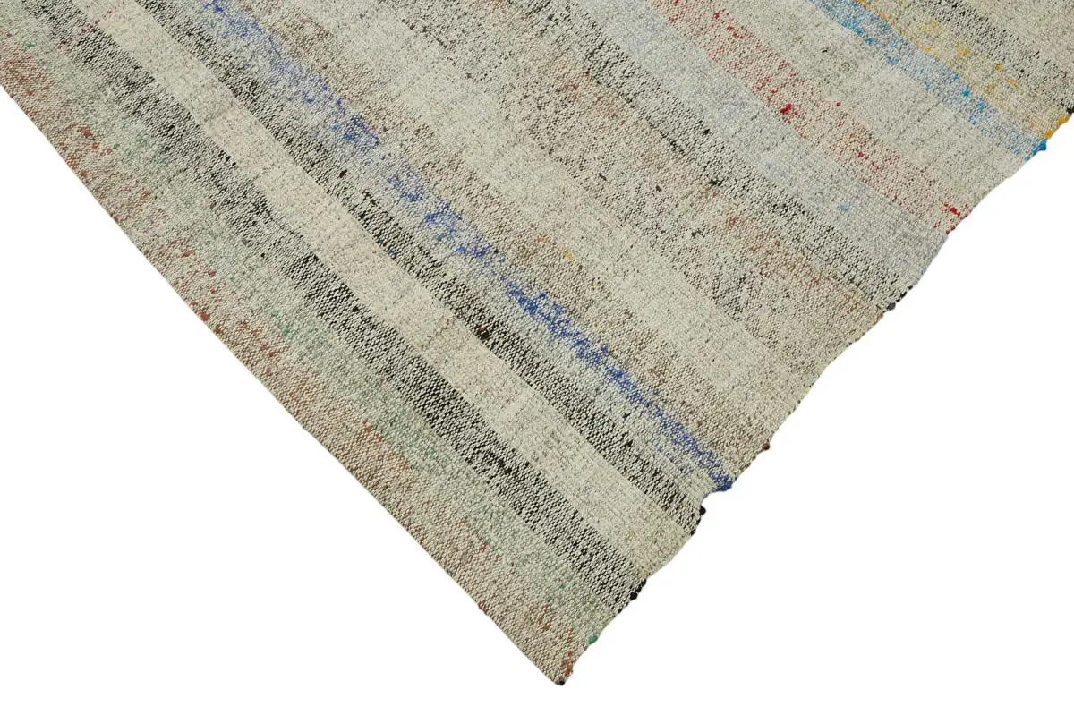 Chaput Çizgili Multi Renk Pamuk Üzerine Yün El Dokuma Kilim-210x266 - Görsel 4