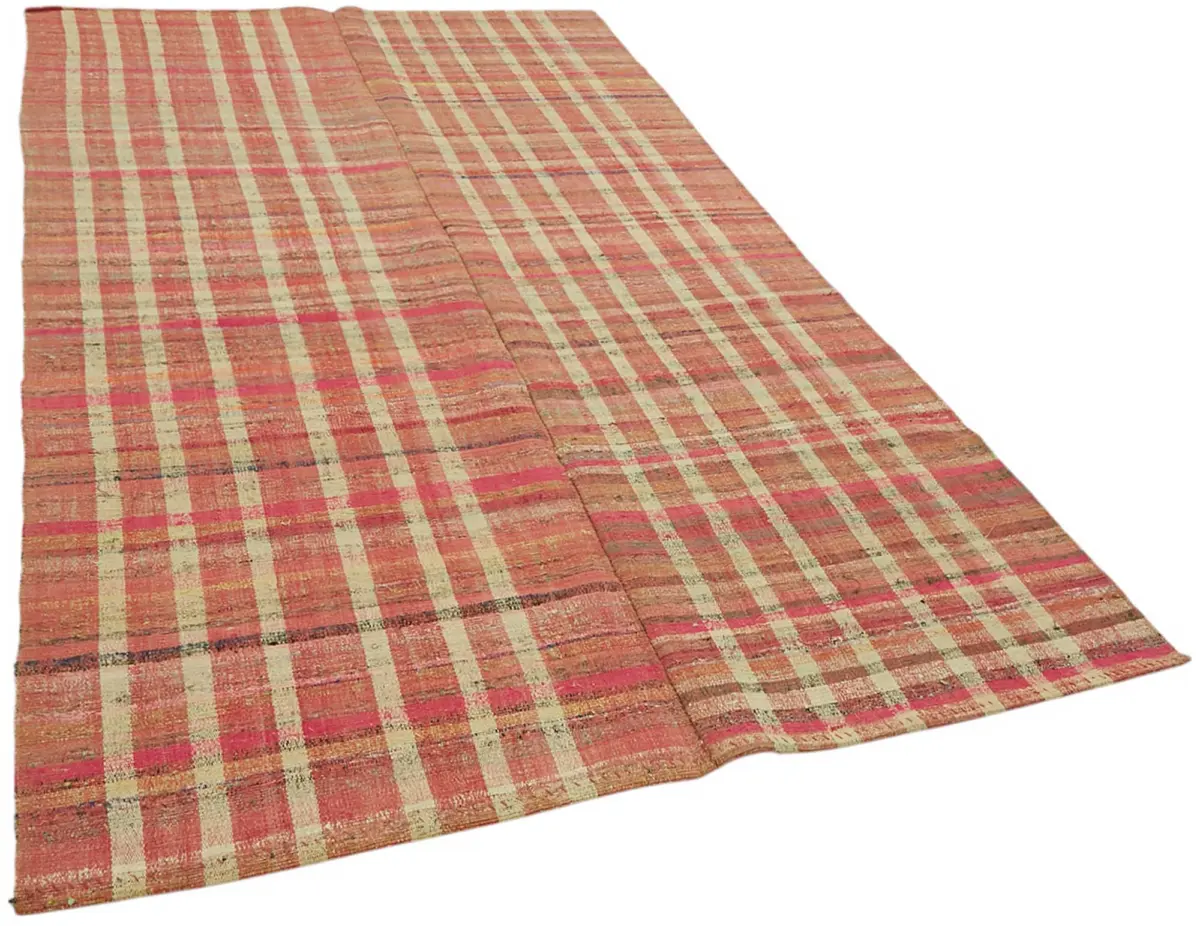 Chaput Çizgili Multi Renk Pamuk Üzerine Yün El Dokuma Kilim-168x312 - Görsel 2