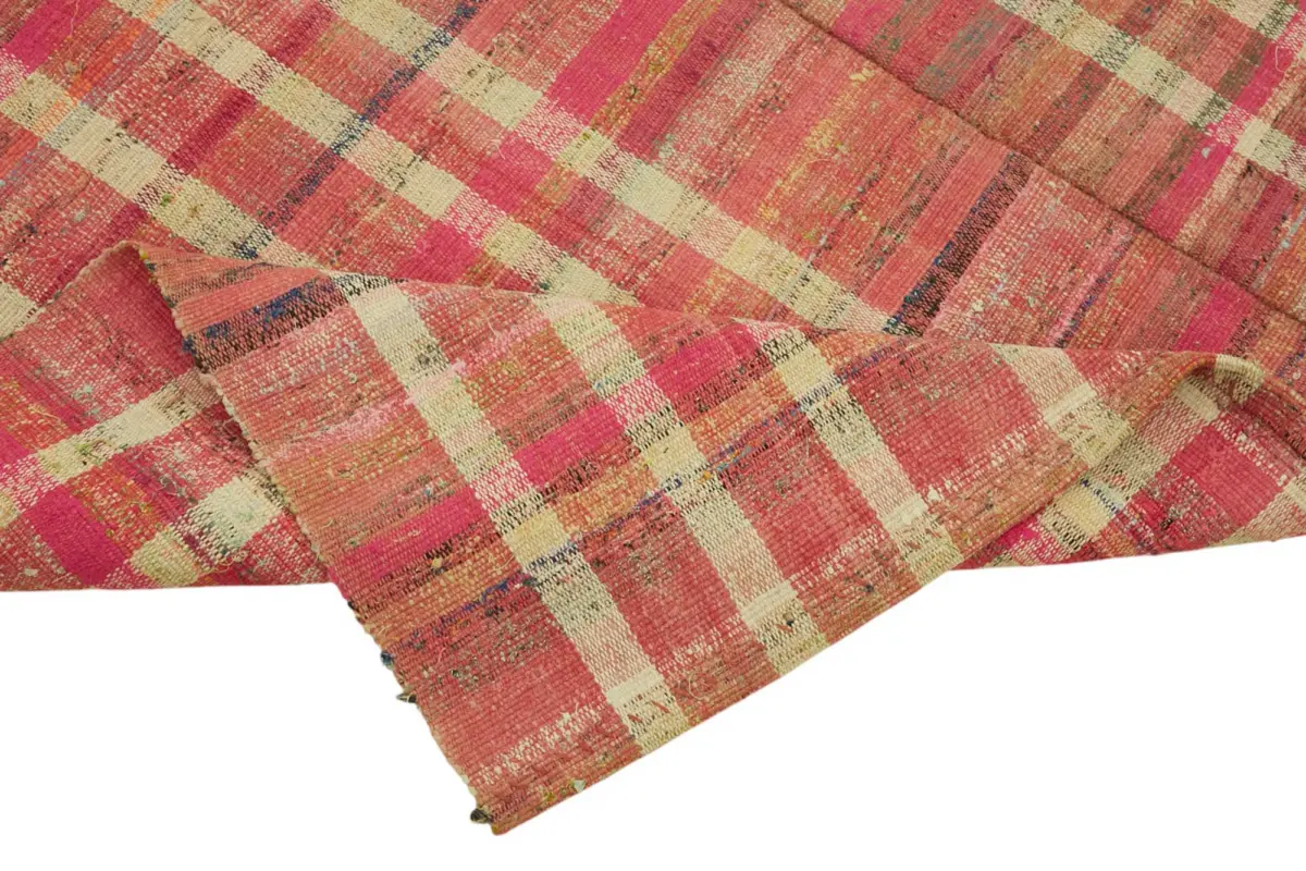 Chaput Çizgili Multi Renk Pamuk Üzerine Yün El Dokuma Kilim-168x312 - Görsel 6