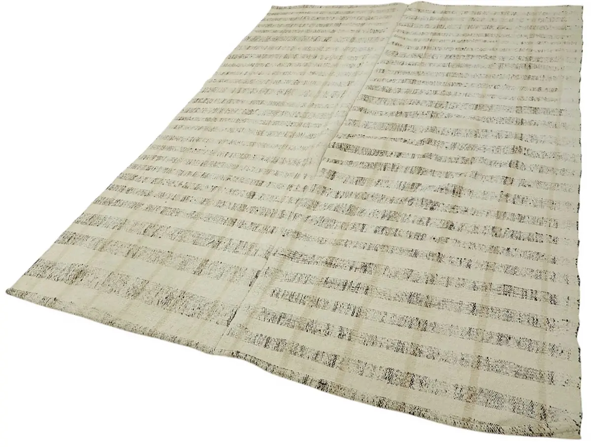Chaput Çizgili Multi Renk Pamuk Üzerine Yün El Dokuma Kilim-180x272 - Görsel 3