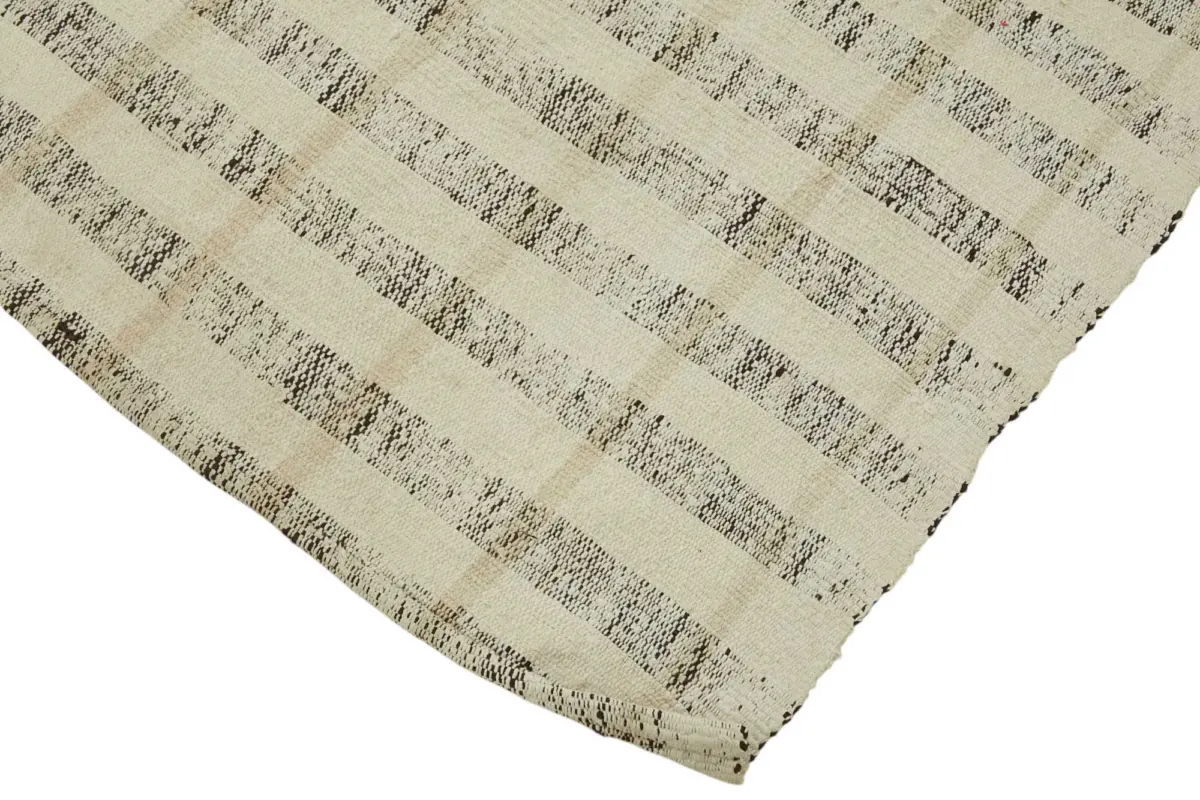 Chaput Çizgili Multi Renk Pamuk Üzerine Yün El Dokuma Kilim-180x272 - Görsel 4