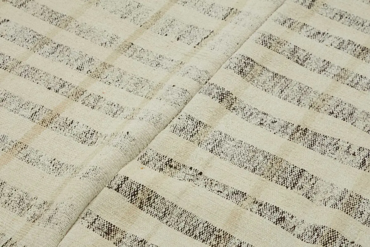 Chaput Çizgili Multi Renk Pamuk Üzerine Yün El Dokuma Kilim-180x272 - Görsel 5