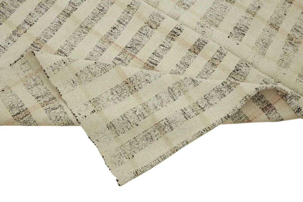 Chaput Çizgili Multi Renk Pamuk Üzerine Yün El Dokuma Kilim-180x272 - Görsel 6