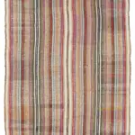 Chaput Çizgili Multi Renk Pamuk Üzerine Yün El Dokuma Kilim-170x246