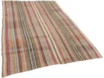 Chaput Çizgili Multi Renk Pamuk Üzerine Yün El Dokuma Kilim-170x246 - Görsel 2