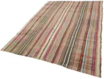 Chaput Çizgili Multi Renk Pamuk Üzerine Yün El Dokuma Kilim-170x246 - Görsel 3