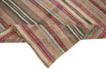 Chaput Çizgili Multi Renk Pamuk Üzerine Yün El Dokuma Kilim-170x246 - Görsel 6