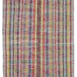 Chaput Çizgili Multi Renk Pamuk Üzerine Yün El Dokuma Kilim-178x274