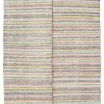 Chaput Çizgili Multi Renk Pamuk Üzerine Yün El Dokuma Kilim-196x276