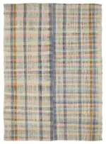 Chaput Çizgili Multi Renk Pamuk Üzerine Yün El Dokuma Kilim-175x246