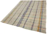 Chaput Çizgili Multi Renk Pamuk Üzerine Yün El Dokuma Kilim-175x246 - Görsel 3