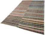 Chaput Çizgili Multi Renk Pamuk Üzerine Yün El Dokuma Kilim-189x328 - Görsel 3