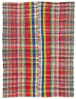 Chaput Çizgili Multi Renk Pamuk Üzerine Yün El Dokuma Kilim-199x263