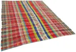 Chaput Çizgili Multi Renk Pamuk Üzerine Yün El Dokuma Kilim-199x263 - Görsel 2