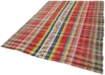 Chaput Çizgili Multi Renk Pamuk Üzerine Yün El Dokuma Kilim-199x263 - Görsel 3