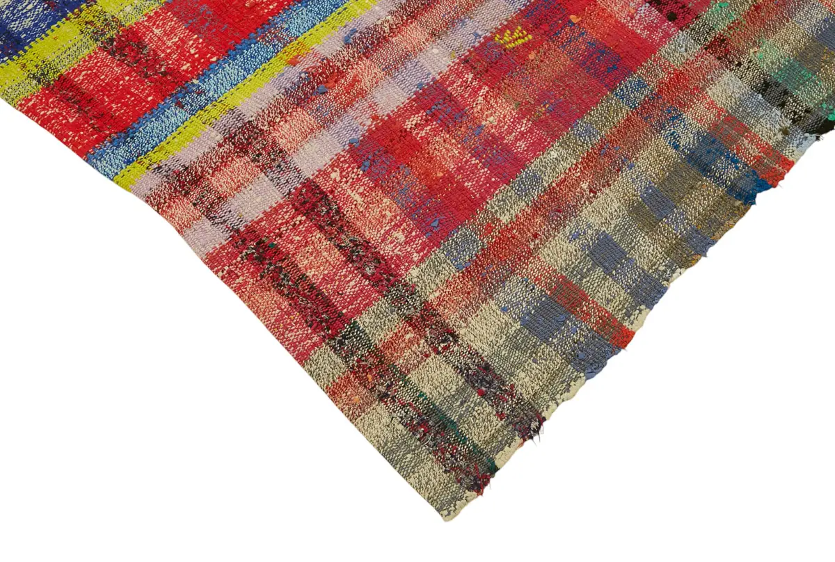 Chaput Çizgili Multi Renk Pamuk Üzerine Yün El Dokuma Kilim-199x263 - Görsel 4