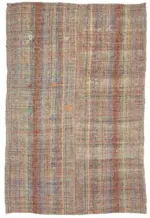 Chaput Çizgili Multi Renk Pamuk Üzerine Yün El Dokuma Kilim-164x237