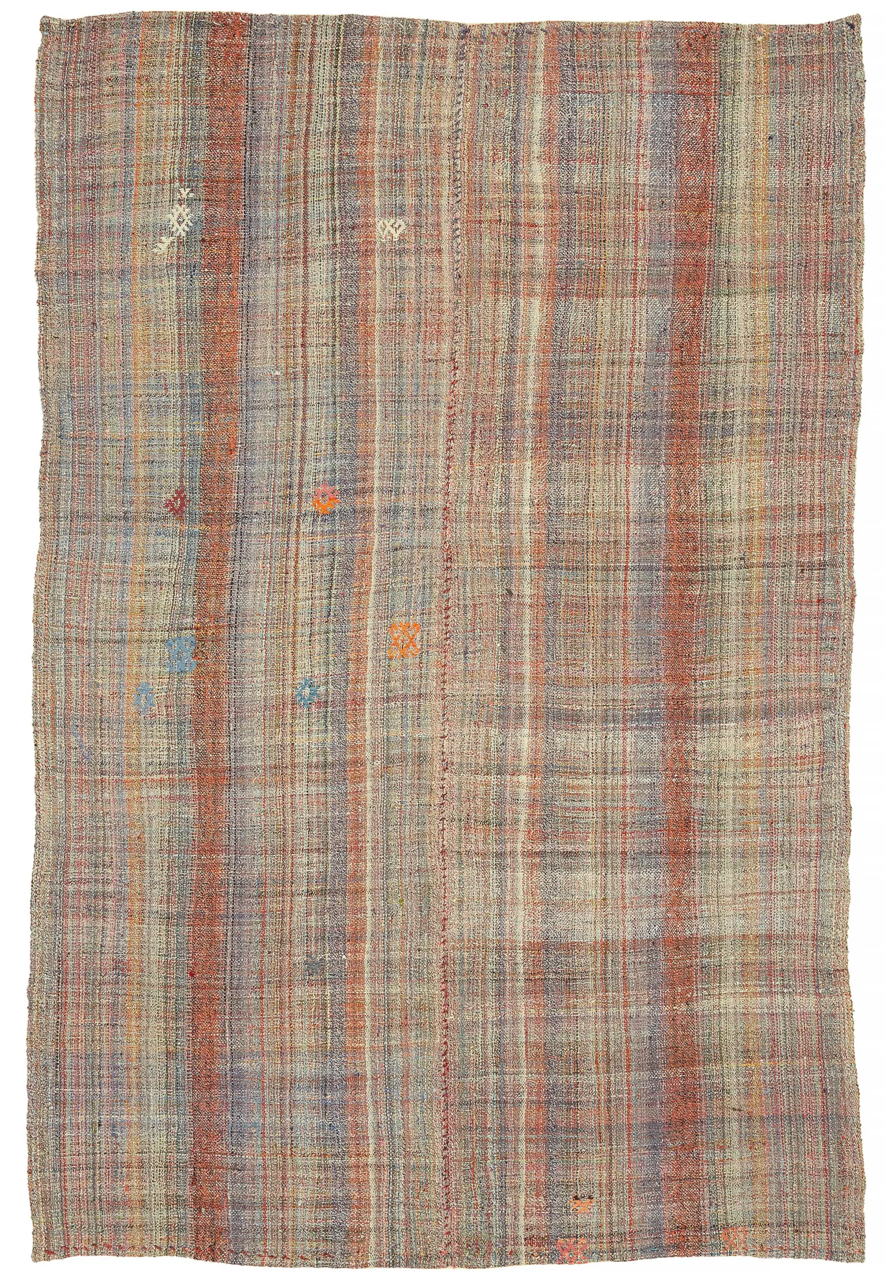 Rc_47287_0_Multicolor_Oriental_Kilim_Rugs Chaput Çizgili Multi Renk Pamuk Üzerine Yün El Dokuma Kilim-164x237 - Görsel 1