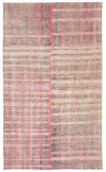 Chaput Çizgili Multi Renk Pamuk Üzerine Yün El Dokuma Kilim-166x273