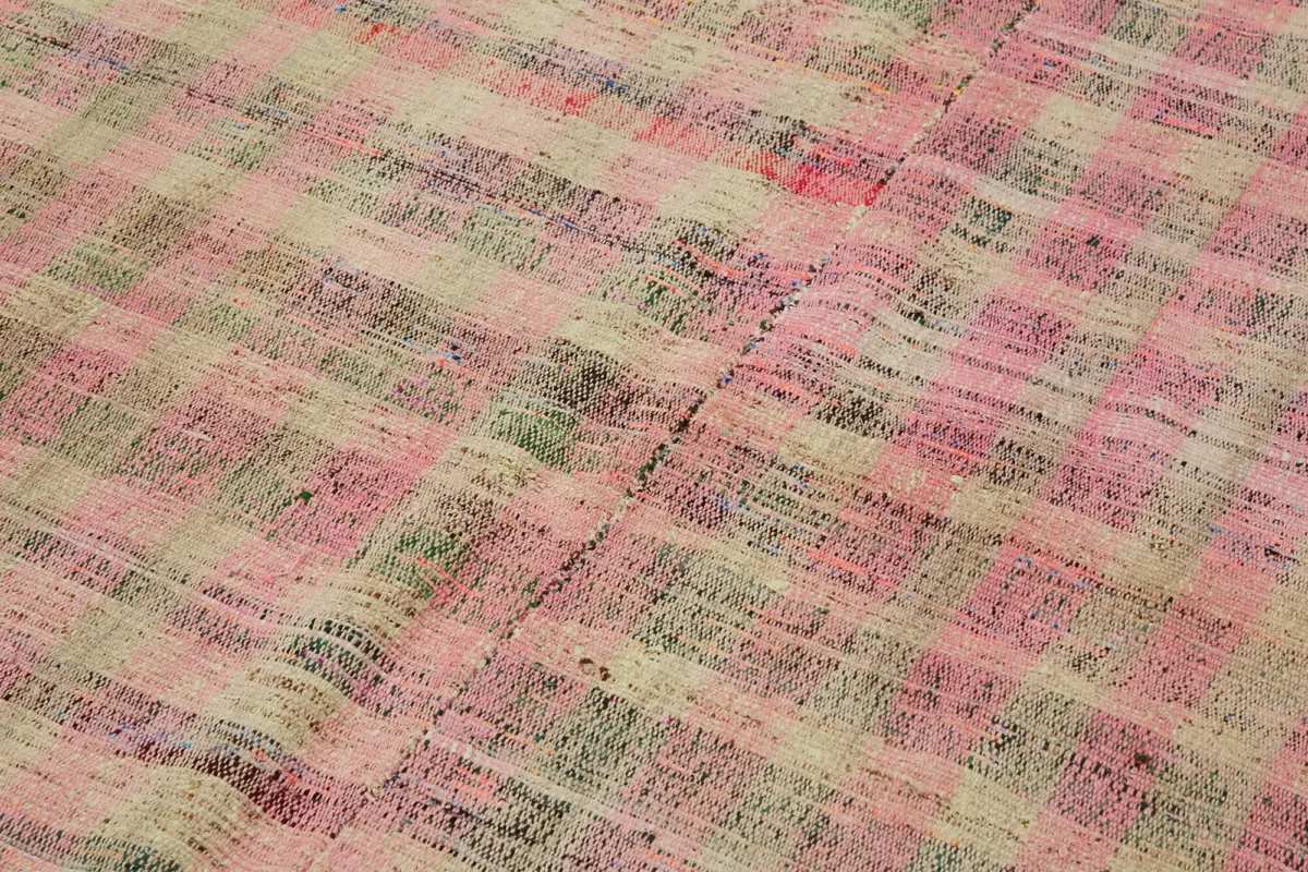 Chaput Çizgili Multi Renk Pamuk Üzerine Yün El Dokuma Kilim-166x273 - Görsel 5