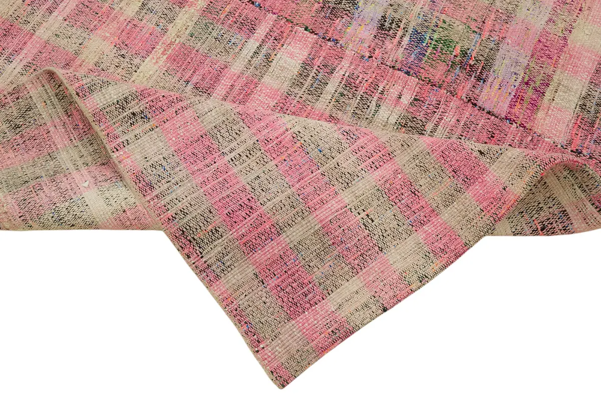 Chaput Çizgili Multi Renk Pamuk Üzerine Yün El Dokuma Kilim-166x273 - Görsel 6