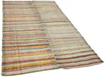 Chaput Çizgili Multi Renk Pamuk Üzerine Yün El Dokuma Kilim-150x280 - Görsel 2
