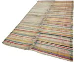 Chaput Çizgili Multi Renk Pamuk Üzerine Yün El Dokuma Kilim-150x280 - Görsel 3
