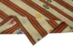 Chaput Çizgili Multi Renk Pamuk Üzerine Yün El Dokuma Kilim-195x290 - Görsel 6