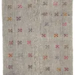 Chaput Çizgili Multi Renk Pamuk Üzerine Yün El Dokuma Kilim-192x293