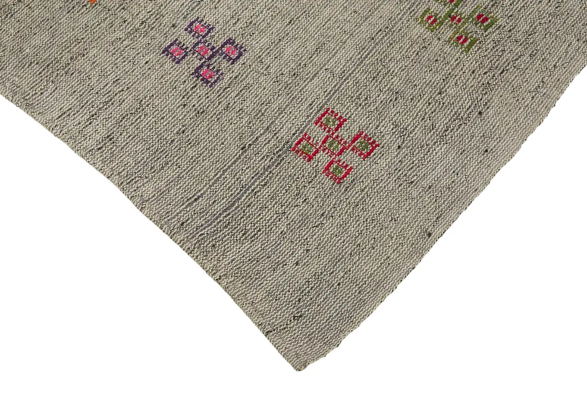 Chaput Çizgili Multi Renk Pamuk Üzerine Yün El Dokuma Kilim-192x293 - Görsel 4