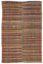 Chaput Çizgili Multi Renk Pamuk Üzerine Yün El Dokuma Kilim-187x280