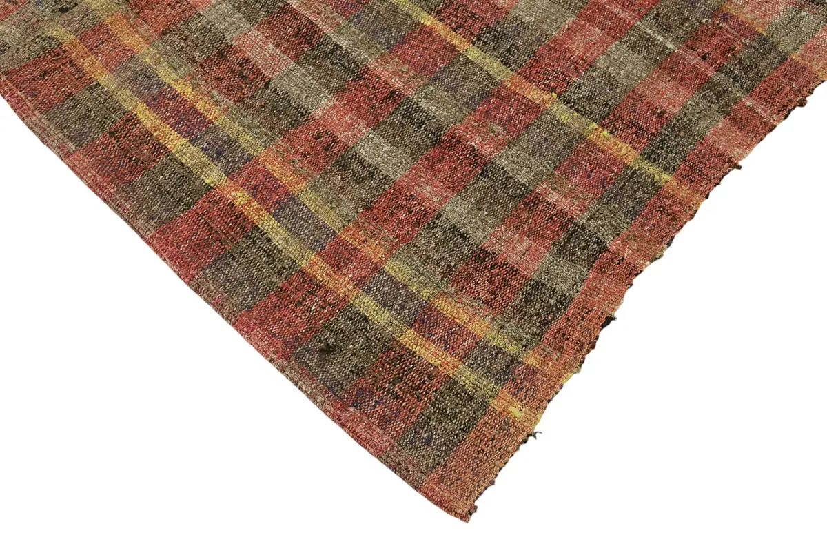 Chaput Çizgili Multi Renk Pamuk Üzerine Yün El Dokuma Kilim-187x280 - Görsel 4