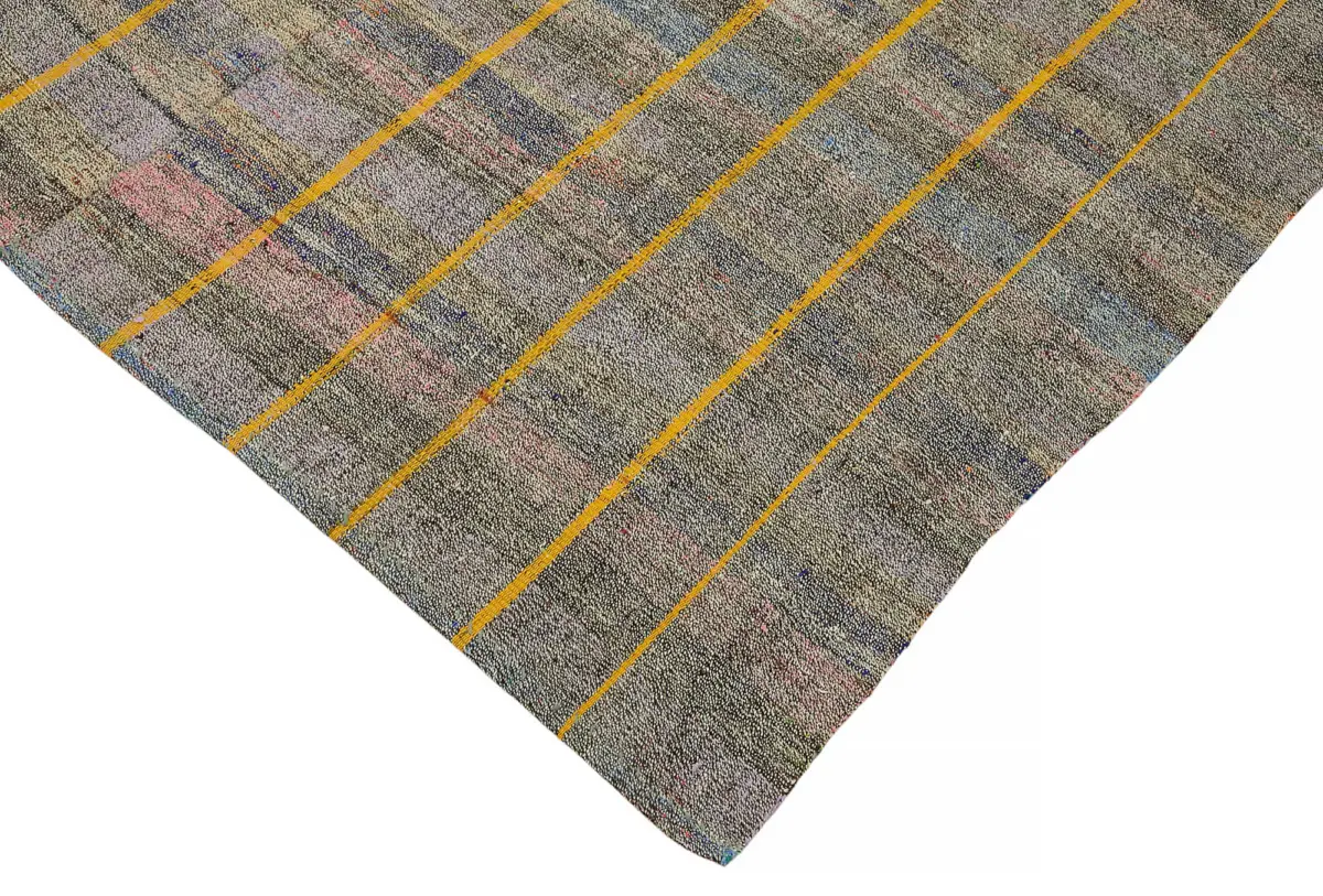 Chaput Çizgili Multi Renk Pamuk Üzerine Yün El Dokuma Kilim-180x270 - Görsel 4