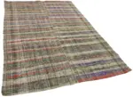 Chaput Çizgili Multi Renk Pamuk Üzerine Yün El Dokuma Kilim-186x287 - Görsel 2