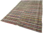 Chaput Çizgili Multi Renk Pamuk Üzerine Yün El Dokuma Kilim-186x287 - Görsel 3