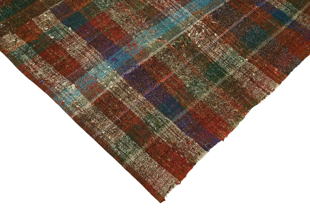 Chaput Çizgili Multi Renk Pamuk Üzerine Yün El Dokuma Kilim-200x247 - Görsel 4