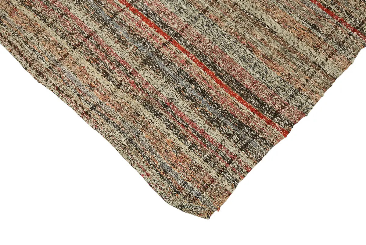 Chaput Çizgili Multi Renk Pamuk Üzerine Yün El Dokuma Kilim-213x290 - Görsel 4