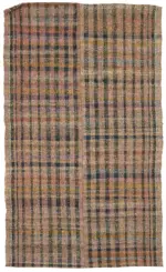 Chaput Çizgili Multi Renk Pamuk Üzerine Yün El Dokuma Kilim-174x286