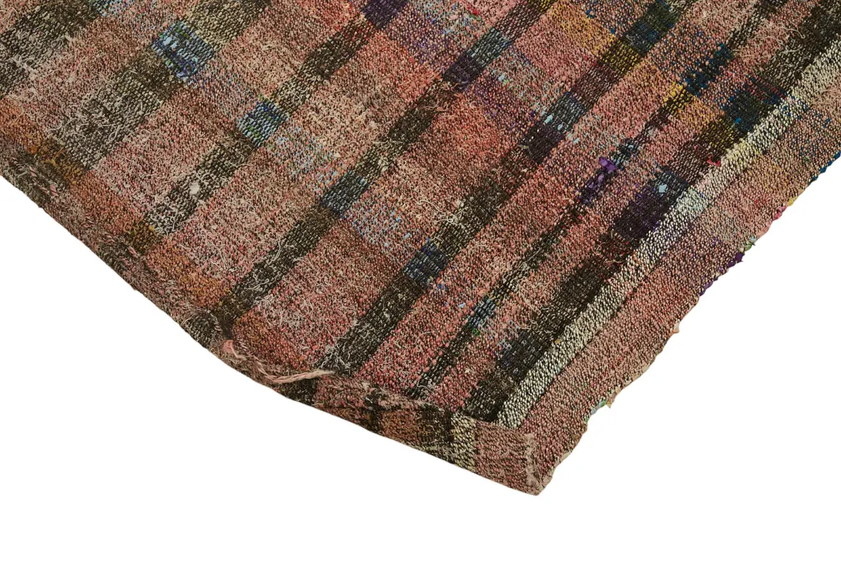 Chaput Çizgili Multi Renk Pamuk Üzerine Yün El Dokuma Kilim-174x286 - Görsel 4